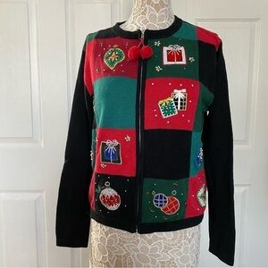 basic Editions Holiday Ugly Christmas cardigan Sweater size M